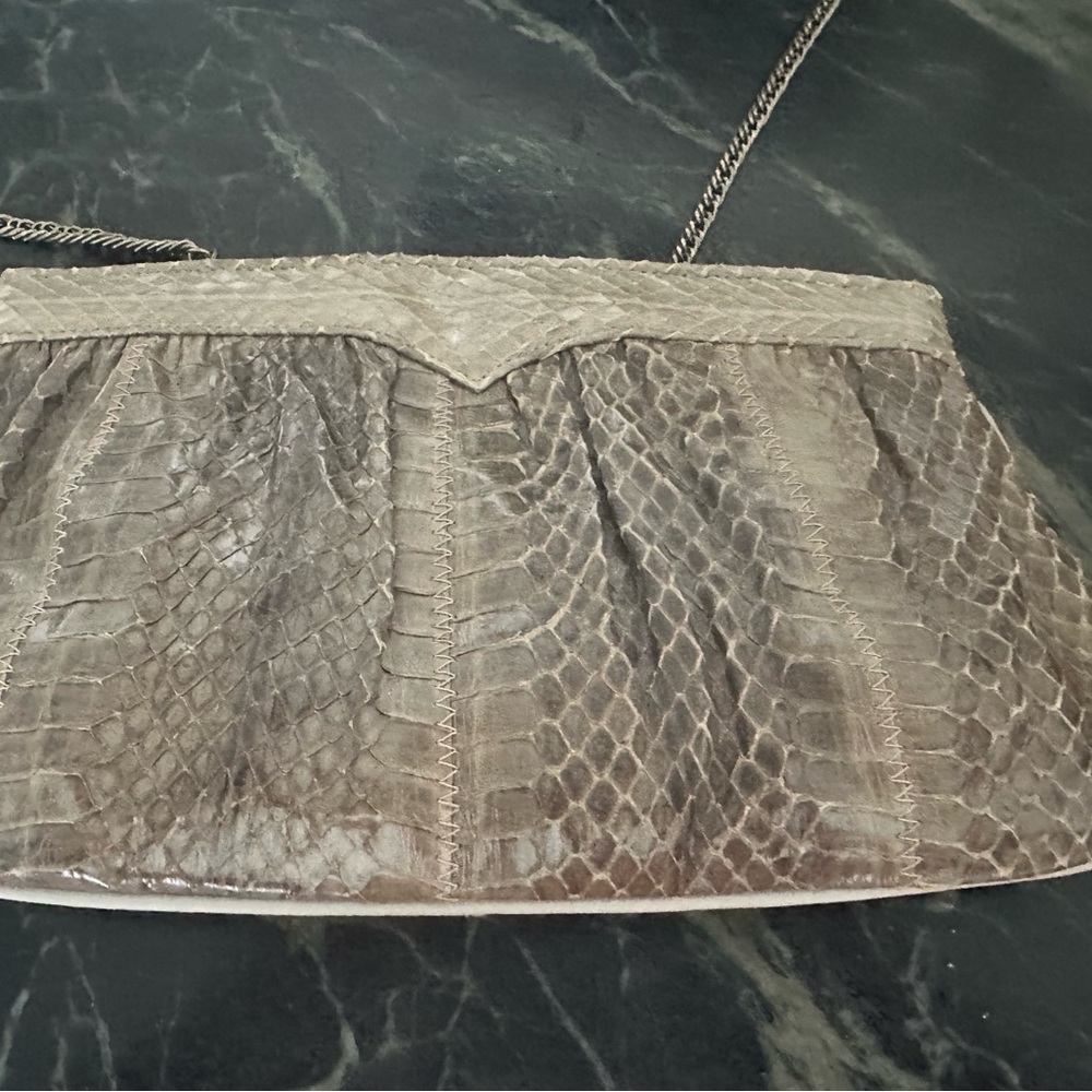 Chic Snake Print Clutch with Chain
